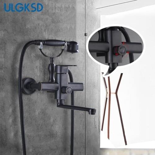 ULGKSD Bathtub Faucet Single Handle Wall Mounted Hot and Cold Mixer Water Tap Brass Hand Shower Sprayer Bathroom Faucets