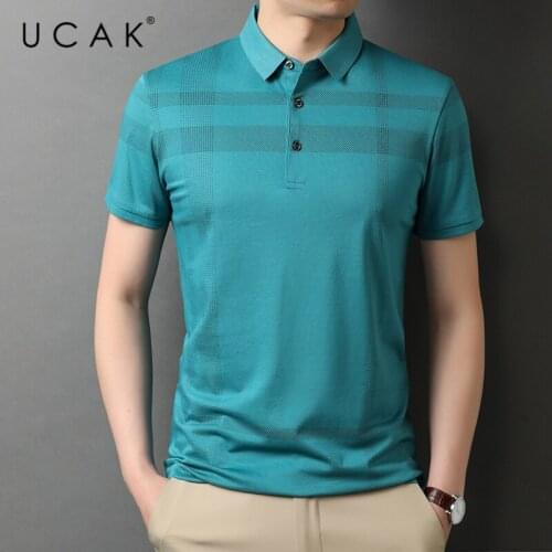 UCAK Brand Classic Turn-down Collar Cotton T Shirt Men Clothes Summer New Fashion Tops Streetwear Casual Soft Tshirt Homme U5471