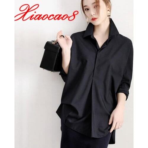 2021 New White Black Chiffon Blouses Women Loose Elegant Long sleeve t-Shirt Oversized Blouse Female Tops Shirts BF Solid Blusas