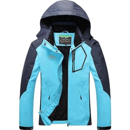 Spring Autumn Womens Hiking Jacket Waterproof Hooded Sports Windbreaker Outerwear Camping Trekking Sports Windproof Jackets New