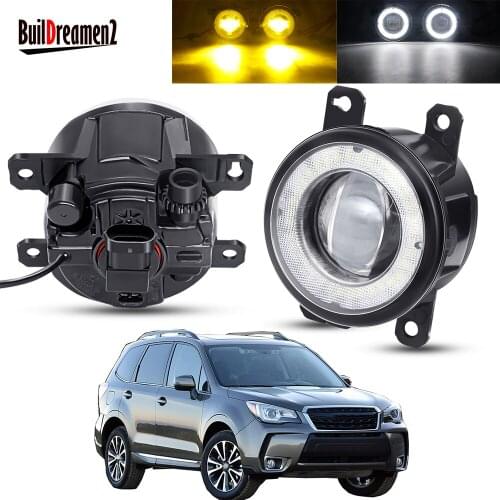 2 X Car Angel Eye Fog Light Assembly LED Lens Fog Daytime Running Lamp DRL 30W H11 12V For Subaru Forester 2013-2018