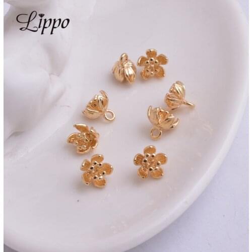 20pcs Gold Plant Charms Flower Pendant Charm 8mm*8mm DIY Office style jewelry