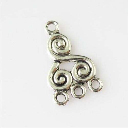 30 New Chinese Knot Connectors Tibetan Silver Tone Charms Pendants 12.5x21mm