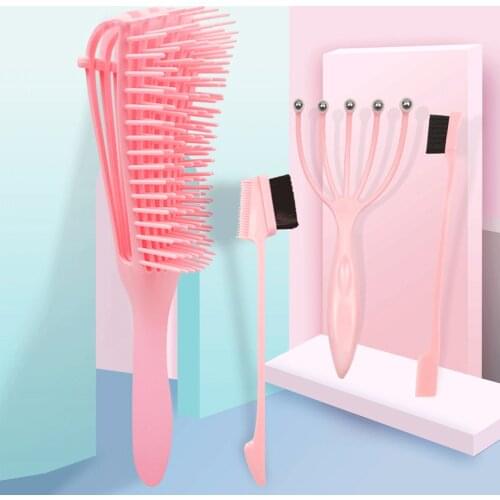 4pcs Massage Comb Kit Detangling Octopus Comb Massage Claw Eyebrow Brush Scalp Massage Comb Kit Hairdressing Hair Care