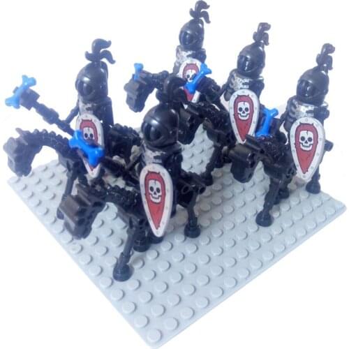 5 sets Skeleton Cavalryman Straight Skeleton Cavalry with Horse Phantom Ninja Hussars Building Block Loose Brick figure