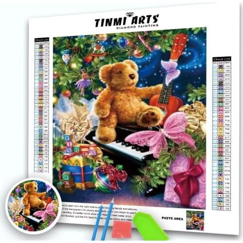 5d Diamond Painting Full Drill Round Cartoon Bear Diamond Embroidery Rhinestone Picture Mosaic Christmas Decoration Gifts