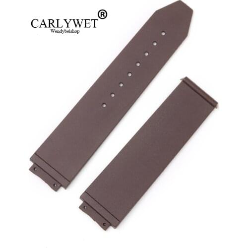 CARLYWET 24*18mm Wholesale Hot sell Newest Brown Waterproof Silicone Rubber Replacement Wrist Watch Band Strap Belt