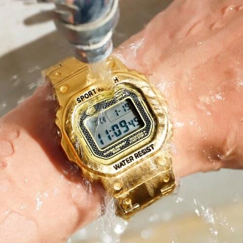 Fashion Top Brand Luxury Quartz Watch Men Led Digital Sports Personality Square Multifunctional Waterproof Stainless Steel