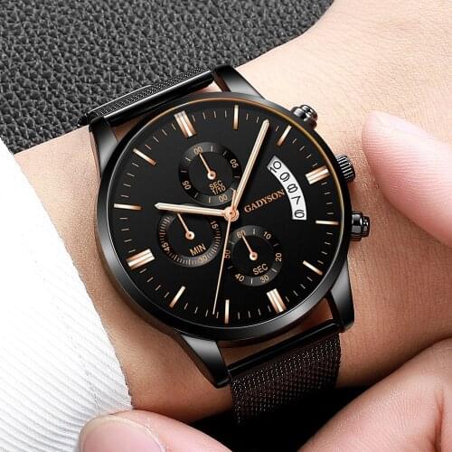 2020 Men Watches Luxury Top Men Stainless Steel Mesh Date Calendar Watch Men Business Ultra Thin Quartz Watch Relogio Masculino