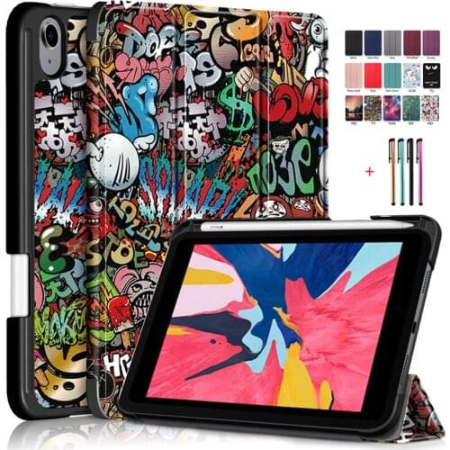 With Pencil Holder Case For iPad mini 6 8.4 2021 Slim Tri-Fold Painted Smart Stand pcTablet Cover for iPad Mini6 2021 case+pen