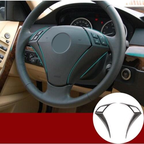 For BMW 5 Series E60 E61 03-10 ABS Carbon Fiber/Silver Car Steering Wheel Button Decoration Frame Trim Car Interior Accessories