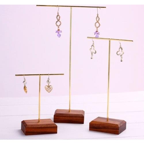 Black Walnut Wood Earrings Display Holder Pendant Chain Bracelets Display Rack Jewelry Holder