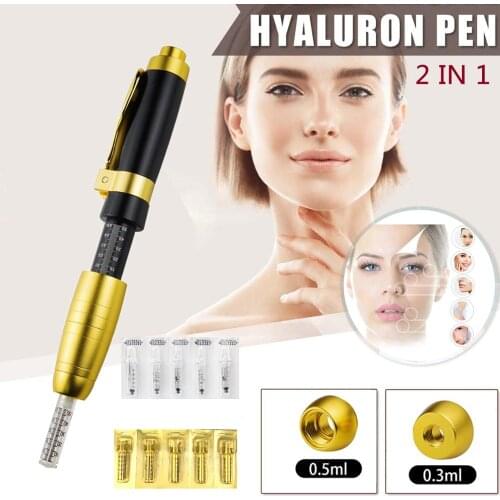 Double head Hyaluronic Acid Pen Atomizer Injection Gun Wrinkle Removal Anti aging Lifting Lip Hyaluron pen with Syringe Needle