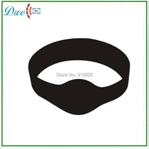 DWE CC RF Free shipping 10pcs /lot Waterproof rfid wristband tag 74mm oval head black color