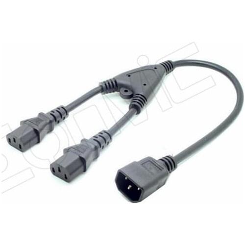 Eonvic IEC Male/Female C14 male to 2XC13 female splitter power cable 1ft