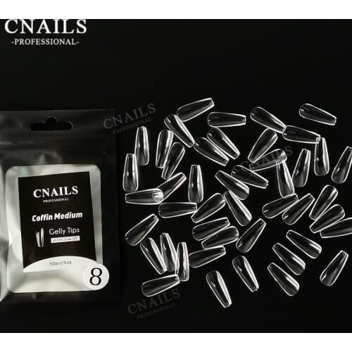 Coffin Medium Nail Tips 500pcs Stiletto Short Full Gel Tips For Nails Sculpted Gel-X Clear False Nails Fake Tips Extension