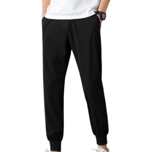 Smooth Stylish Mid Rise Ankle Tied Casual Pants Loose Sports Pants Drawstring for Club