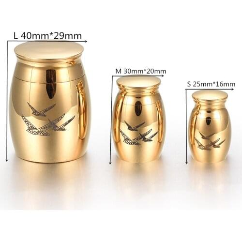 IJU013 Stainless Steel With Swallow Pattern Jar Keepsake Funeral for Ashes Custom Engraved Cremation Urn for Pets Human Ashes