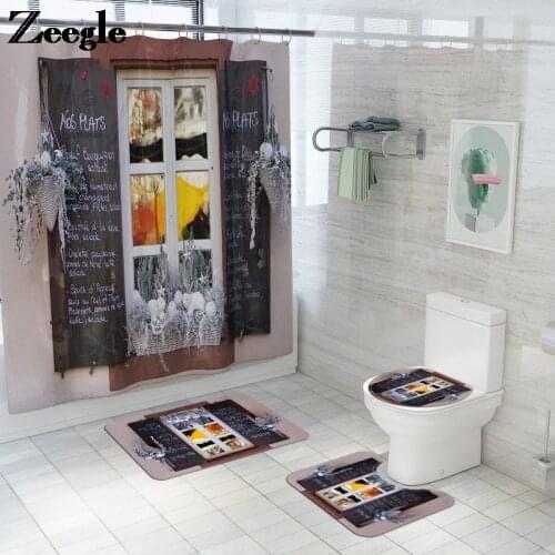 Classical Printed Bath Mat for Christmas Home Decor Bathroom Carpet Toilet Seat Cover Non-Slip Floor Mat for Toilet Bath Mat Set