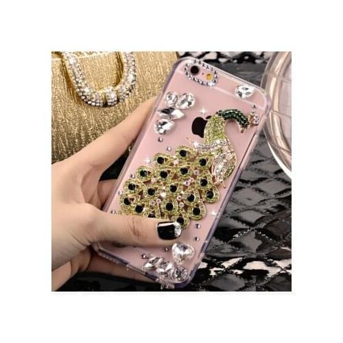 LaMaDiaa Phone Cases For Samaungj3 j5 j7 2017 j7 Prime j4 j6 j8 2018 Luxury Glitter Diamond Peacock Crystal Mobile Phone Case