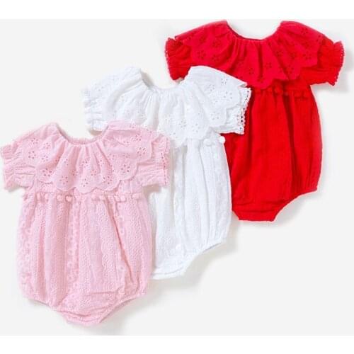 Summer Newborn Baby Girls Hair Ball Lace Romper