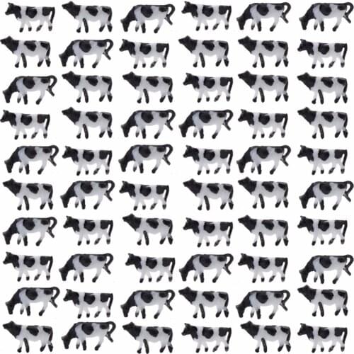 1/150 Scale Mini Model Cow Black And White For Construction Train Building Road Landscape Sand Table Layout Diorama Plastic