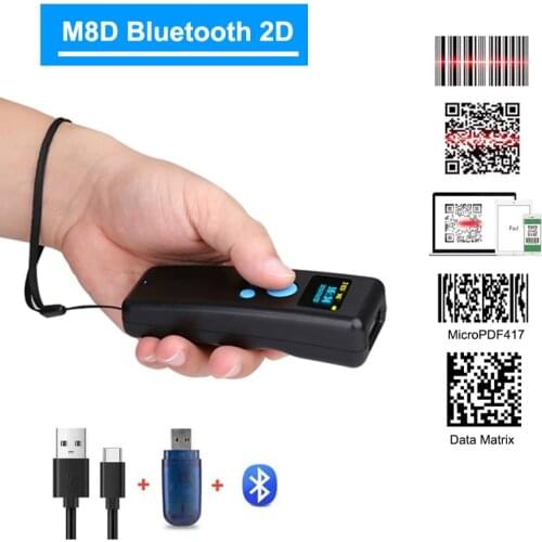 Mini Barcode Scanner Bluetooth Portable QR Bar Code Reader Handheld 1D 2D 2.4G Wireless Scanner For Supermarket Express Delivery