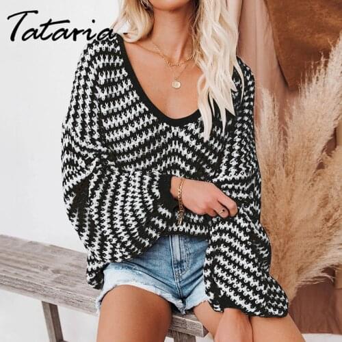 Fashion Striped Print Patchwork Stitch Sweater Women Autumn 2021 Pullovers Knitted Sweaters Pull Vintage Femme Long Sleeve Tops