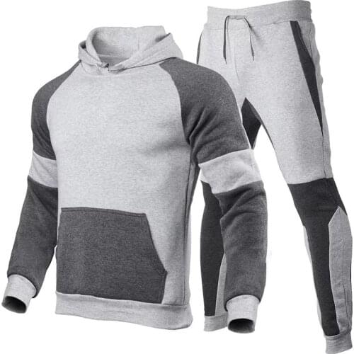 Plus Size Patchwork Men Tracksuit 2 Piece Set Sportwear Men Winter Clothing Set Jogging Basketball Tracksuit Man Workout Gym