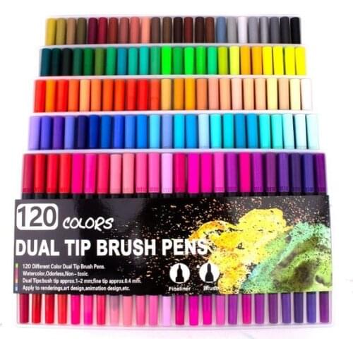 Watercolor Pen Brush Markers Dual Tip Fineliner Drawing for Coloring Art Markers 12/24/36/48/60/72/100/120 Colors per set marker