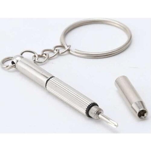 3pcs Mini Screwdriver Combination Tool Portable Metal Men Sliver Utility Pocket Multifunction Key Ring Fashion Key Chain