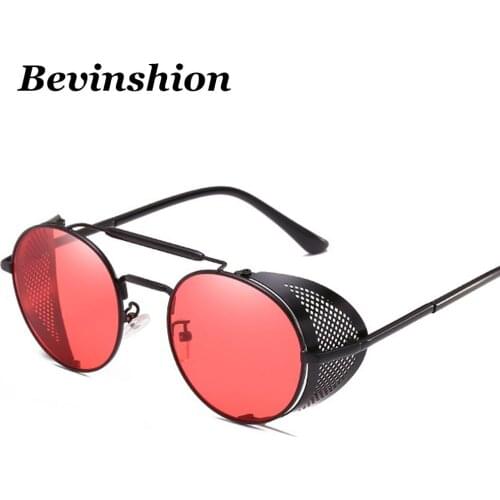 New Brand Designer Steampunk Sunglasses Men Mesh Metal Frame Beam Vintage Mirror Pilot Sun Glasses Windproof Punk Glasses Red