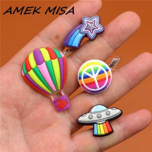 Single Sale 1pc Original Shoe Charms Shooting Star UFO Peace Balloon Shoe Accessories Buckle Decorations Fit Croc JIBZ Kids Gift