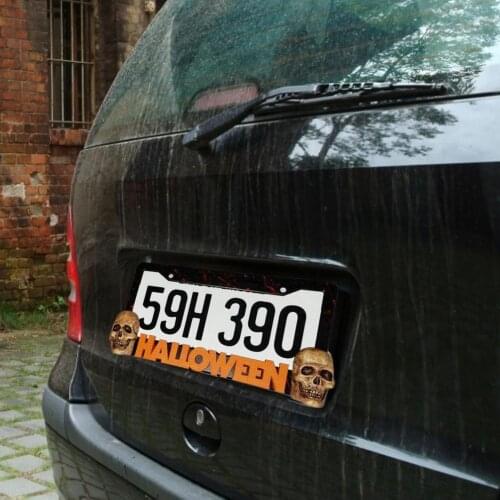 Halloween Personalized Michael Myers License Plate Frame Metal Waterproof Stainless Steel Pumpkin Car License Plate Hanger Decor