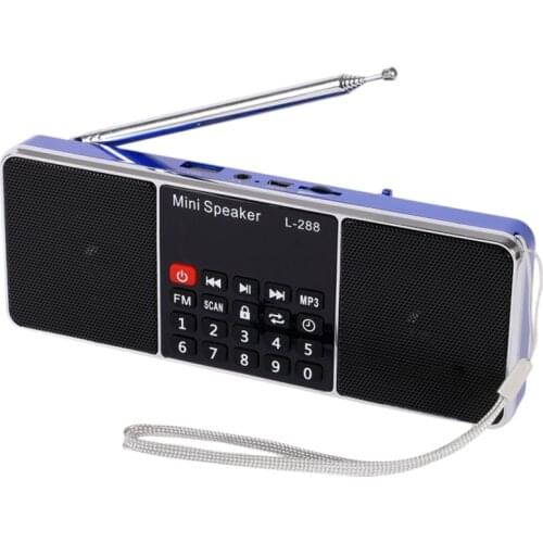 FFYY-Mini Portable Rechargeable Stereo L-288 FM Radio Speaker LCD Sn Support TF Card USB Disk MP3 Music Player Loudspeaker(B