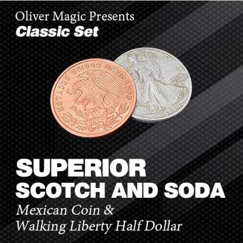 Superior Scotch and Soda Mexican Coin Double Locking Coins Vanishing Magia Close Up Gimmick Illusion Magic Tricks Prop Mentalism