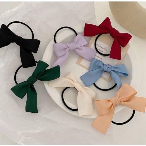 Women Korean Rubber Bands Tiara Satin Ribbon Bow Hair Band Rope Scrunchies Ponytail Holder Gum for Hair Accessories Elastic