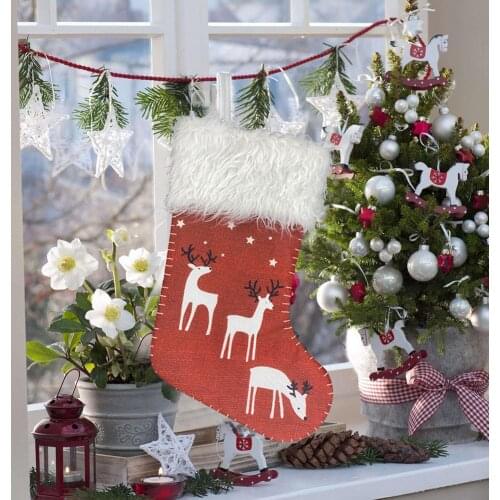 Christmas Stockings Santa Claus Sock Gift Kids Candy Bag Xmas Noel Tree Ornaments Christmas Decorations for Home
