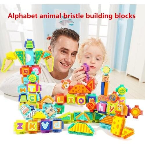 Building block Learn to recognize alphabetic animals Childrens puzzles toy Wooden blocks toy educational toys