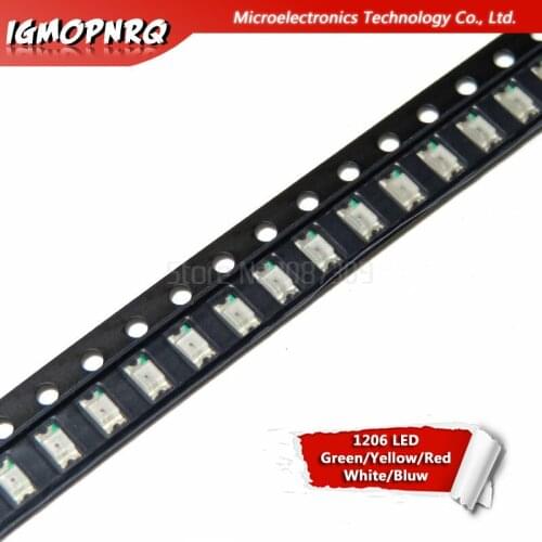 100pcs Green Yellow Red Blue White 1206 SMD LED diodes light