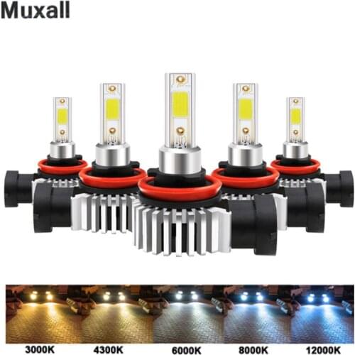 Muxall Car Headlight Bulb LED H7 H1 H3 H4 H11 H8 H27 880 881 COB Chip Super Lamp 3000K 6000K 8000K Hb4 Hb3 9005 9006 Fog Lamp