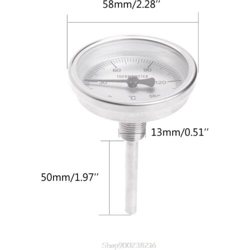 1/4 PT Thread Stainless Steel Thermometer Moonshine Kitchen Food Cooking Gauge Aug13 20 Dropship