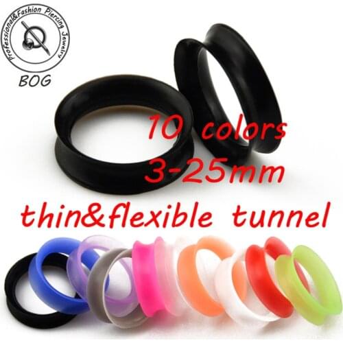 Lot 10 Pair Silicone Flexible Double Flared Flesh Tunnel Ear Plugs Ear Gauge Expander Stretcher Earlets Earrings Ear Piecing