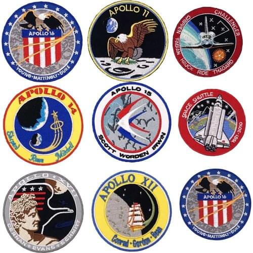 VINTAGE ORIGINAL APOLLO 11 VOYAGER EMBLEMS BACK SPACE PATCH Collage USA Apollo Mission Patch Set 1 7 8 9 10 11 12 13 14 15 16 17