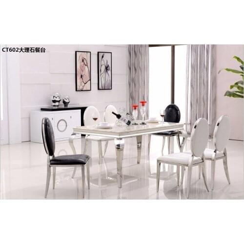 XM602 Marble surface 304 stainless steel frame modern living room furniture set coffee tea table TV stand cabinet dining table