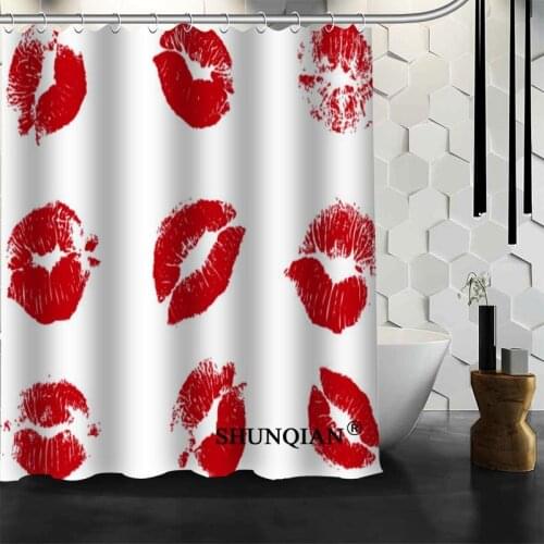 Custom Lips Shower Curtain 12 Hooks For The Bathroom High Quality Polyester Fabric Bath Curtain 3D Printing