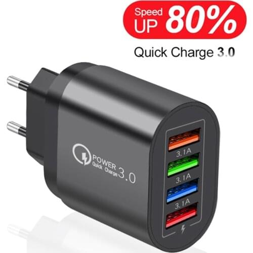 20W 4 Ports USB Charger EU QC3.0 Charger For iPhone 12 pro max Xiaomi redmi note 10 9 Samsung S21 A12 A52 Portable Wall Charge