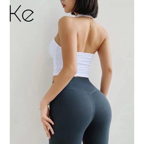 KE white orange hanging neck sexy big backless net red fitness vest top female dance yoga sling outer wear