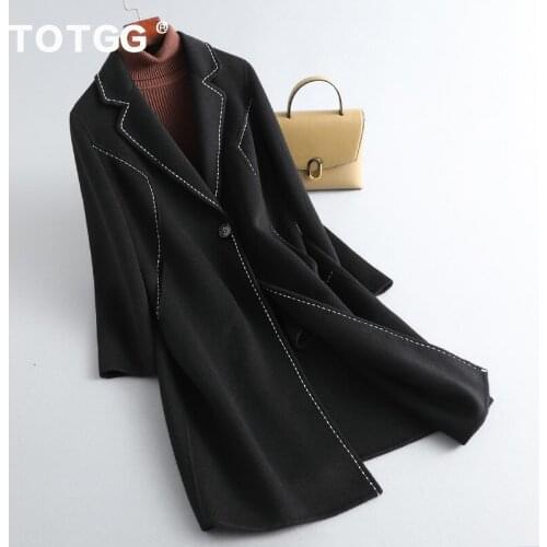 Black double-sided cashmere coat womens medium length 2021 autumn and winter new Korean knee Hepburn wool coat