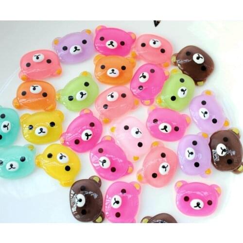 150pcs semi transparent glitter medium Bear Resin Cabochons animals, Anima Bear Flat Backs, Kawaii cabs Decoden Supplies D25
